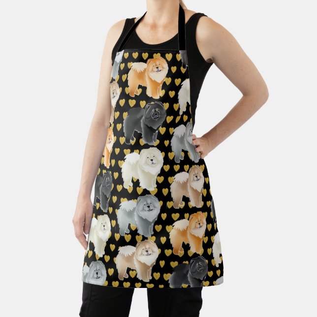GINGKO THE  CHOW (hearts )  All-Over Print Apron (Insitu)