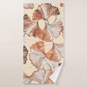 Gingko with fruits seamless pattern. Watercolor fl Bath Towel