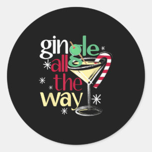 Gingle All The Way Christmas Gin Martini Classic Round Sticker