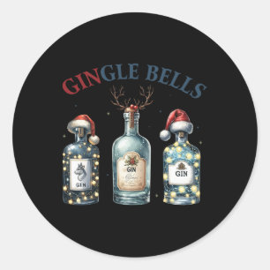 Gingle Bells Funny Gin Gin Bells Christmas Tree Me Classic Round Sticker