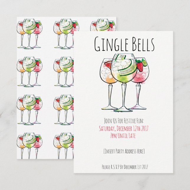 GINgle Bells| Invitations de Noël (Devant / Derrière)