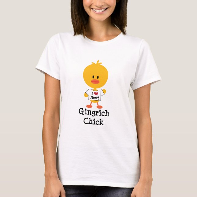 Gingrich Chick T shirt I Heart Newt (Front)