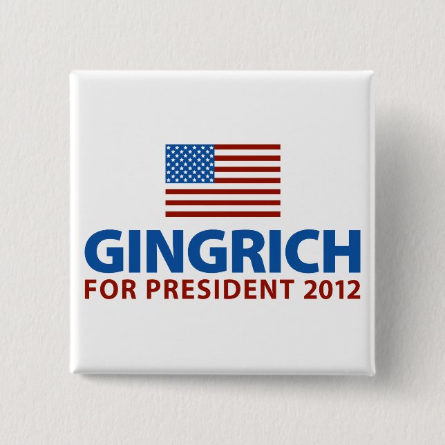 Gingrich for President 2 Inch Square Button (Front)