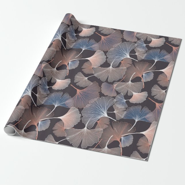 Ginhko leave pattern wrapping paper (Unrolled)