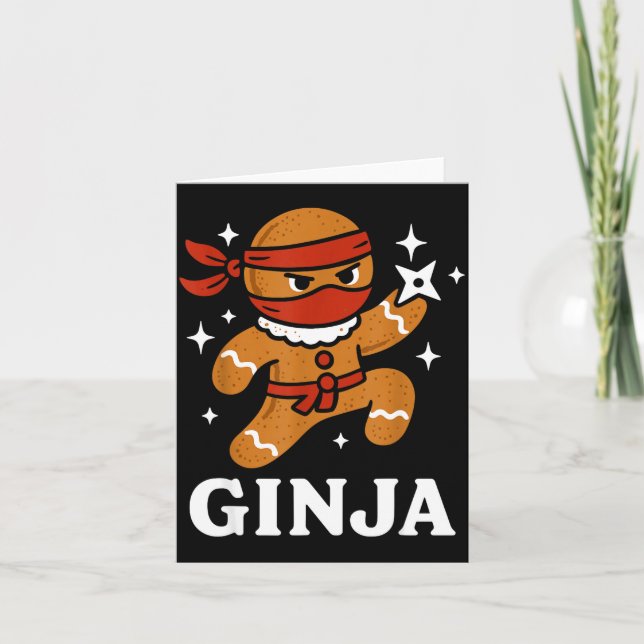 Ginjas Gingerbread Ninja Funny Christmas Cookie Bo Card (Front)