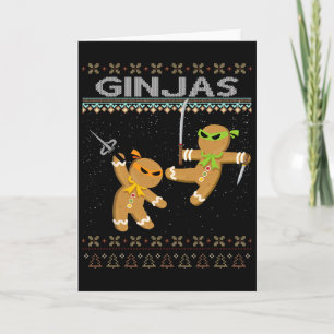 Ginjas Gingerbread Ninjas Funny Ugly Christmas Card