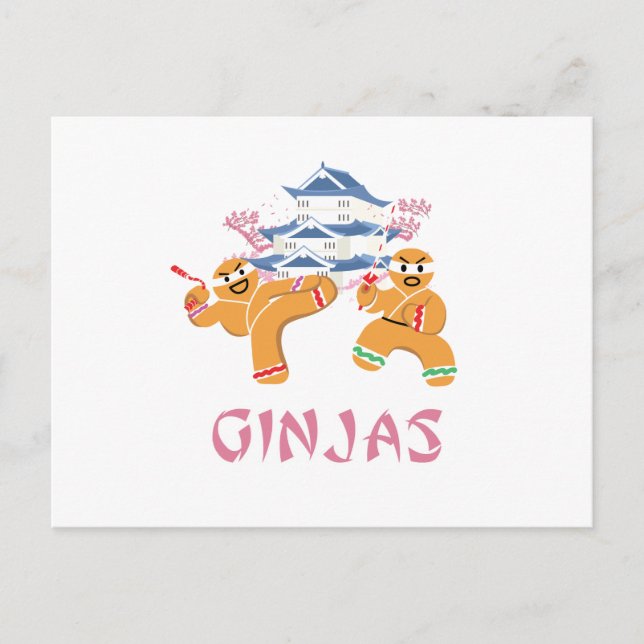 Ginjas Ninjas Christmas Ninja Gingerbread Holiday Postcard (Front)