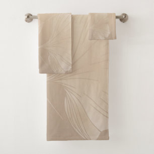 Ginkgo Biloba Botanical Abstract Graphic Art Blush Bath Towel Set