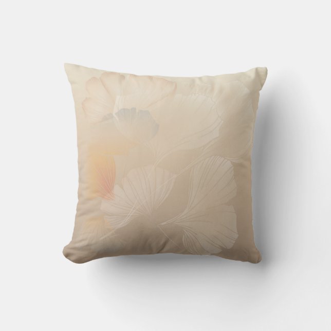 Ginkgo Biloba Botanical Abstract Graphic Art Blush Throw Pillow (Front)