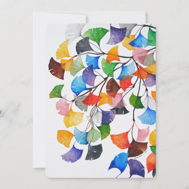 Ginkgo Biloba coloré - Carte blanche (Devant)