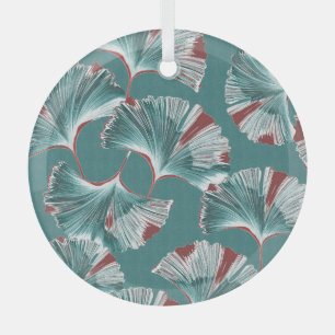 Ginkgo biloba leaf, tablecloth pattern. glass ornament