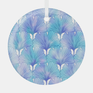 Ginkgo Biloba Leaves Autumn Pattern Glass Ornament