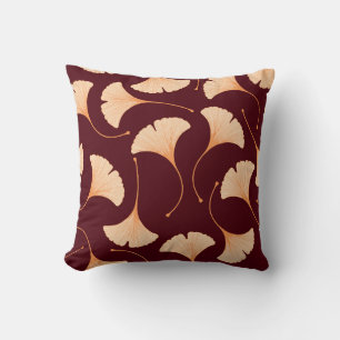 Ginkgo biloba leaves, seamless floral pattern. throw pillow