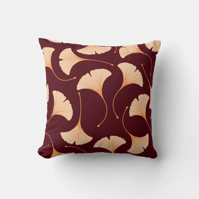 Ginkgo biloba leaves, seamless floral pattern. throw pillow (Front)