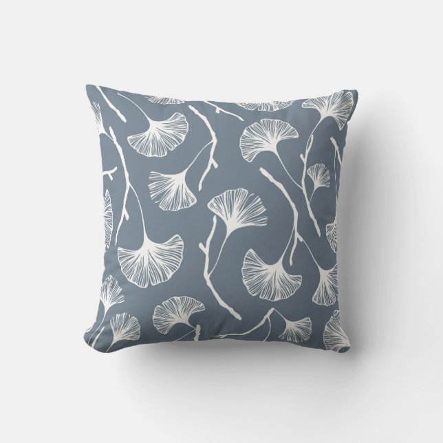 Ginkgo biloba leaves seamless pattern throw pillow (Front)