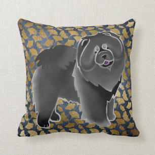 GINKGO black chow pillow -choose fabric and size