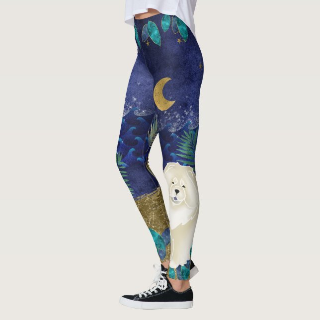 GINKGO crème chow leggings océaniques célestes (Gauche)