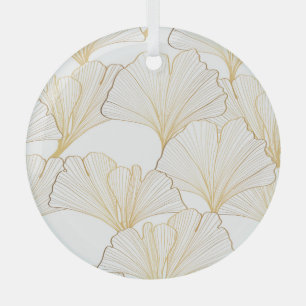 Ginkgo Gold: Luxurious Leaf Arrangement Glass Ornament