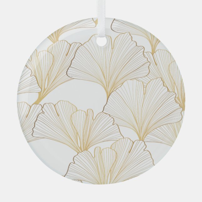 Ginkgo Gold: Luxurious Leaf Arrangement Glass Ornament (Front)