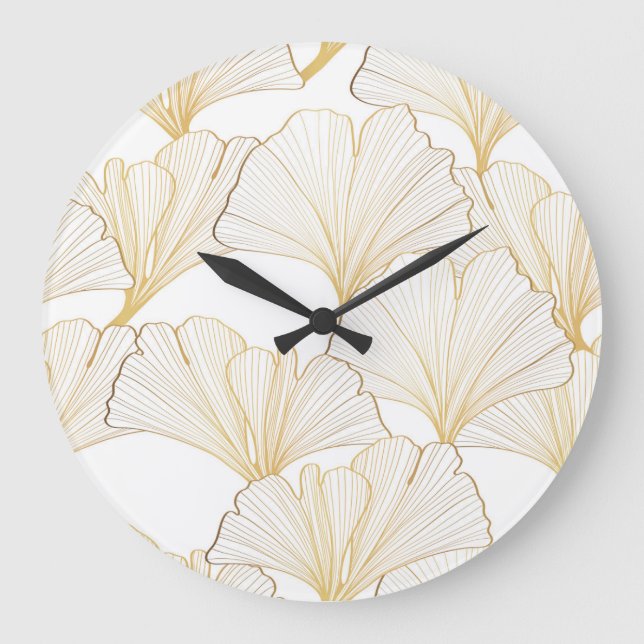 Ginkgo Gold: Luxurious Leaf Arrangement Large Clock (Front)