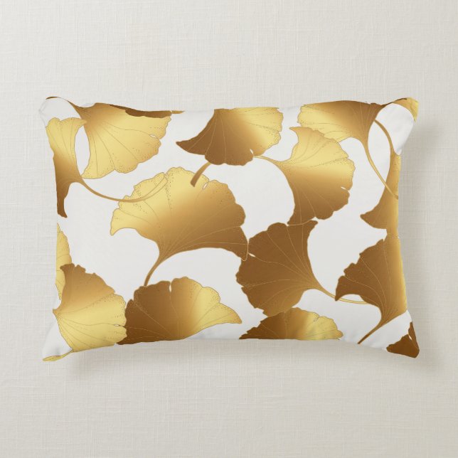 Ginkgo Gold: Luxury Vintage Design. Accent Pillow (Front)