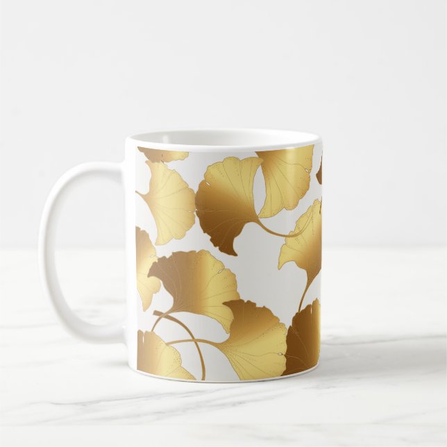 Ginkgo Gold: Luxury Vintage Design. Coffee Mug (Left)