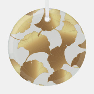 Ginkgo Gold: Luxury Vintage Design. Glass Ornament