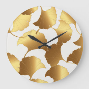Ginkgo Gold: Luxury Vintage Design. Large Clock