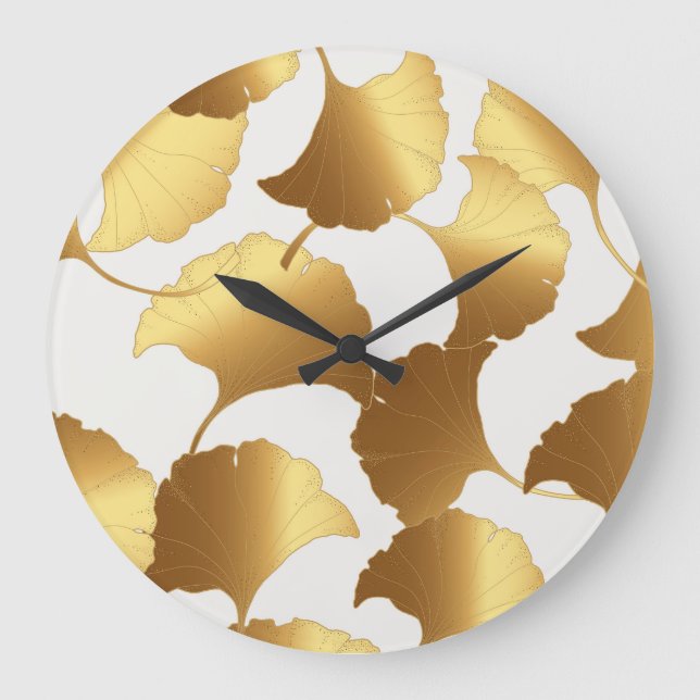 Ginkgo Gold: Luxury Vintage Design. Large Clock (Front)