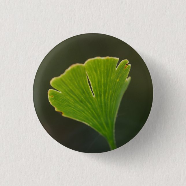 Ginkgo Leaf Badge 1 Inch Round Button (Front)