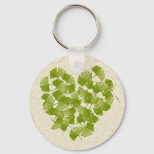 Ginkgo Leaf Heart Keychain
