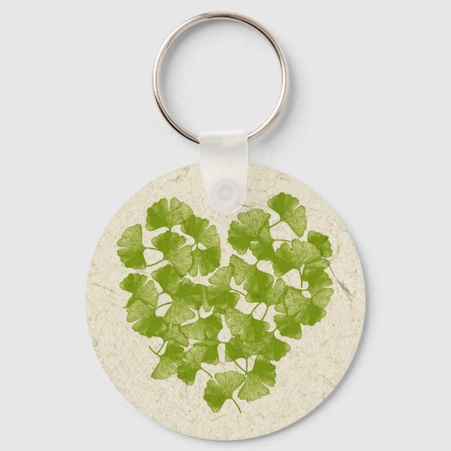 Ginkgo Leaf Heart Keychain (Front)