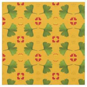 Ginkgo Leaf & hearts, gold crown fabric fashion YL