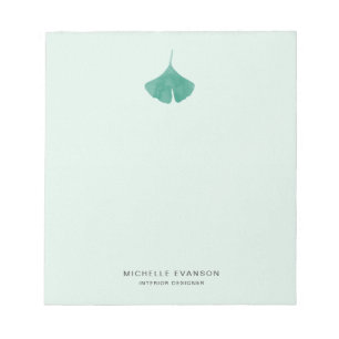 Ginkgo Leaf Logo Mint Green Simple Nature Notepad