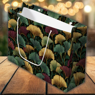 Ginkgo Leaf Pattern Jewel Tones Gift Bag
