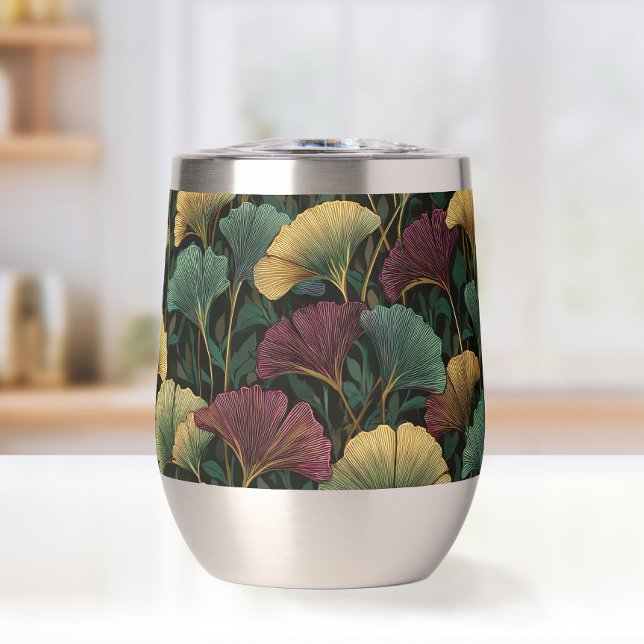 Ginkgo Leaf Pattern Teal Burgundy (Creator Uploaded)