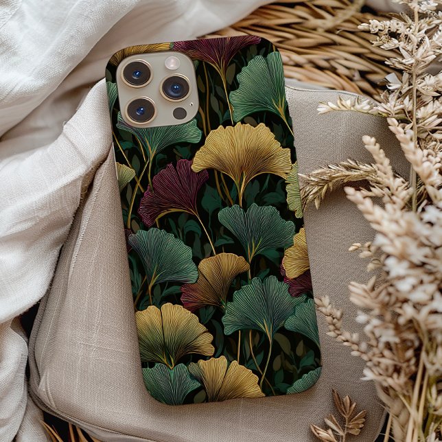 Ginkgo Leaf Pattern Teal Burgundy Case-Mate iPhone Case (Creator Uploaded)