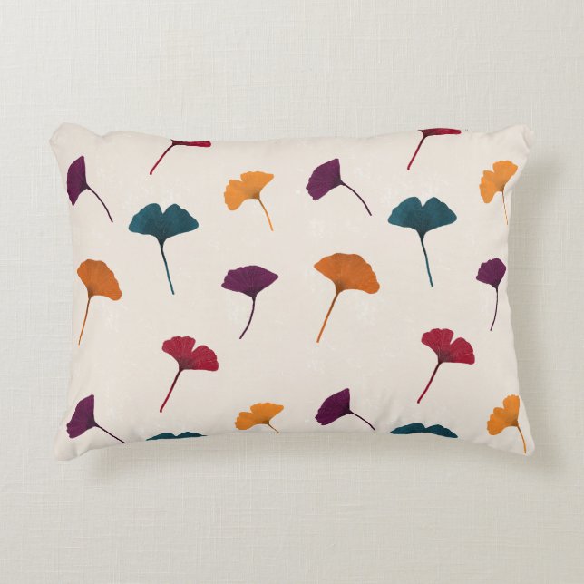 Ginkgo Leaf Pattern Watercolor Fall Autumn Colours Accent Pillow (Front)