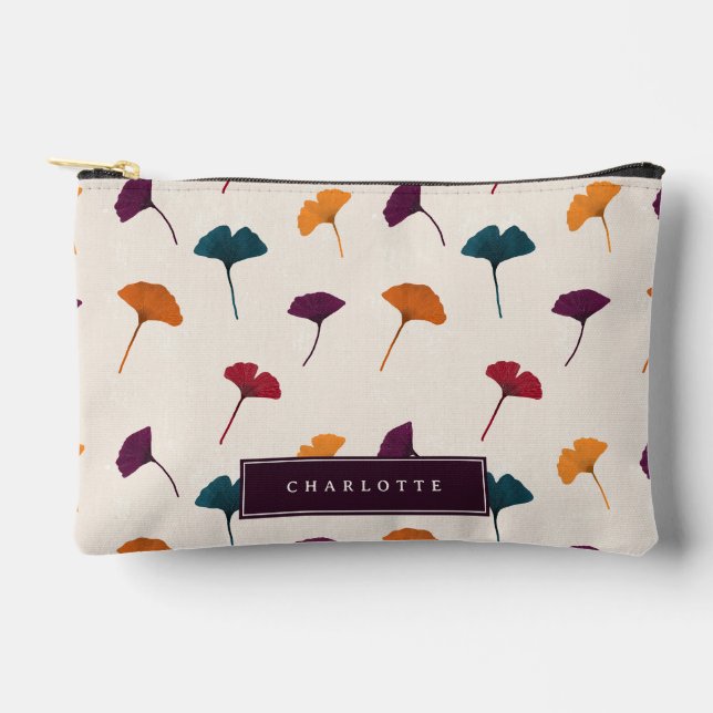 Ginkgo Leaf Pattern Watercolor Fall Autumn Colours Accessory Pouch (Front)