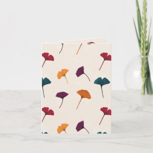 Ginkgo Leaf Pattern Watercolor Fall Autumn Colours Card