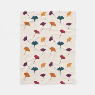 Ginkgo Leaf Pattern Watercolor Fall Autumn Colours Fleece Blanket