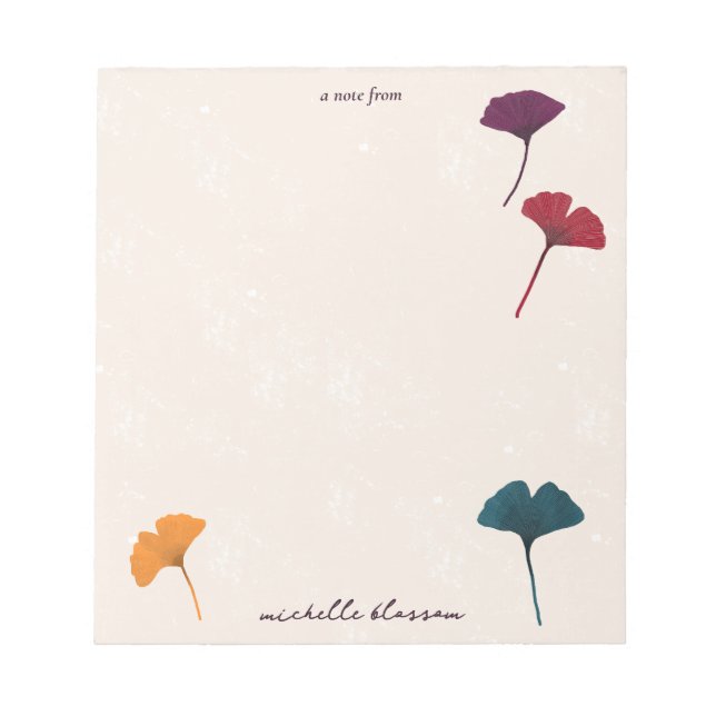 Ginkgo Leaf Pattern Watercolor Fall Autumn Colours Notepad (Front)