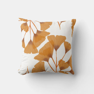 Ginkgo Leaf Seamless Autumn Pattern Throw Pillow