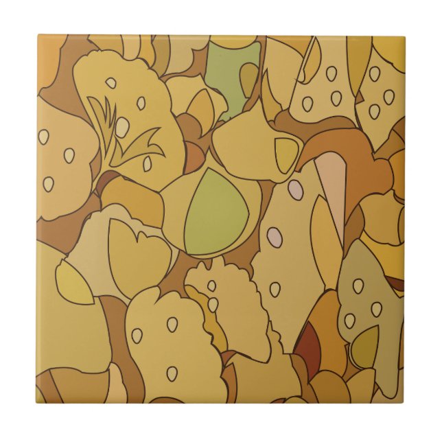 Ginkgo Leaves Abstract Pattern Tile (Front)