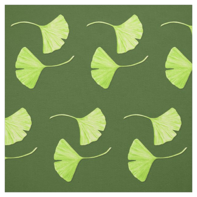Ginkgo Leaves Botanical Art Fabric (Swatch)