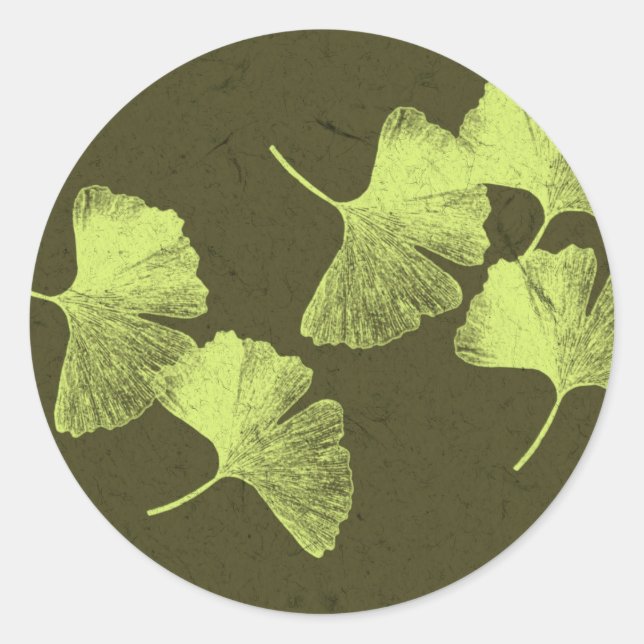 Ginkgo Leaves Classic Round Sticker (Front)