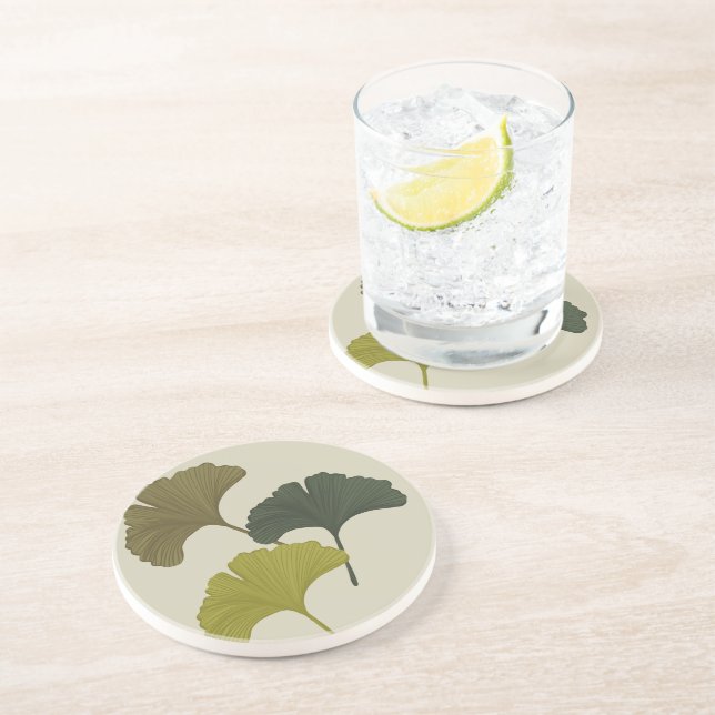 Ginkgo Leaves Customizable Background Colours  Coaster (Side)