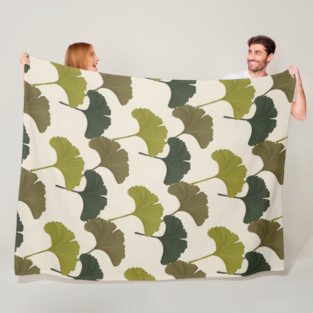 Ginkgo Leaves Customizable Background Colours  Fleece Blanket (In Situ)