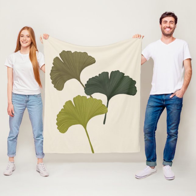 Ginkgo Leaves Customizable Background Colours  Fleece Blanket (In Situ)