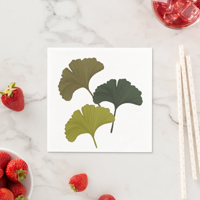 Ginkgo Leaves Customizable Background Colours  Napkin (Insitu)